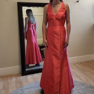 Size 10 "Fire" colored mikado trumpet open back style gown by Alfred Sung NWT